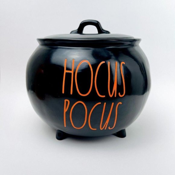 Rae Dunn Other - Rae Dunn Halloween Black Orange Hocus Pocus Cauldron Large Cookie Jar CHIP 🎃